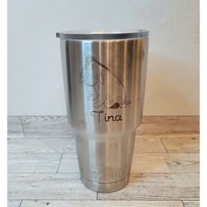 Yeti Rambler Tumbler Lid Silver Personalized "TINA" EEYORE Stainless Steel 30oz